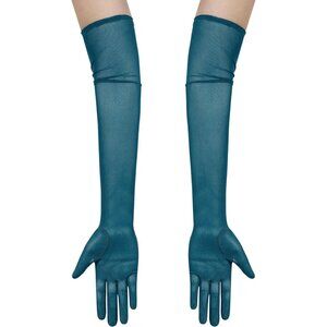 Long Teal Sheer Opera Gloves - Women Accessories